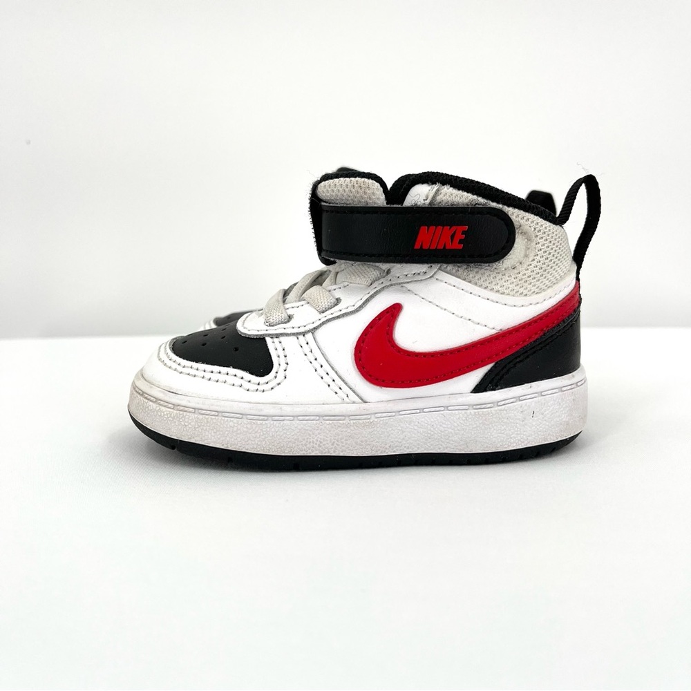 Nike Court Borough Mid 2 Sneakers Kid's Shoes in Black White and Red